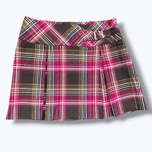 Plaid Preppy Mini Skirt Y2K Style Juniors 7 Pleated Schoolgirl Retro Academia